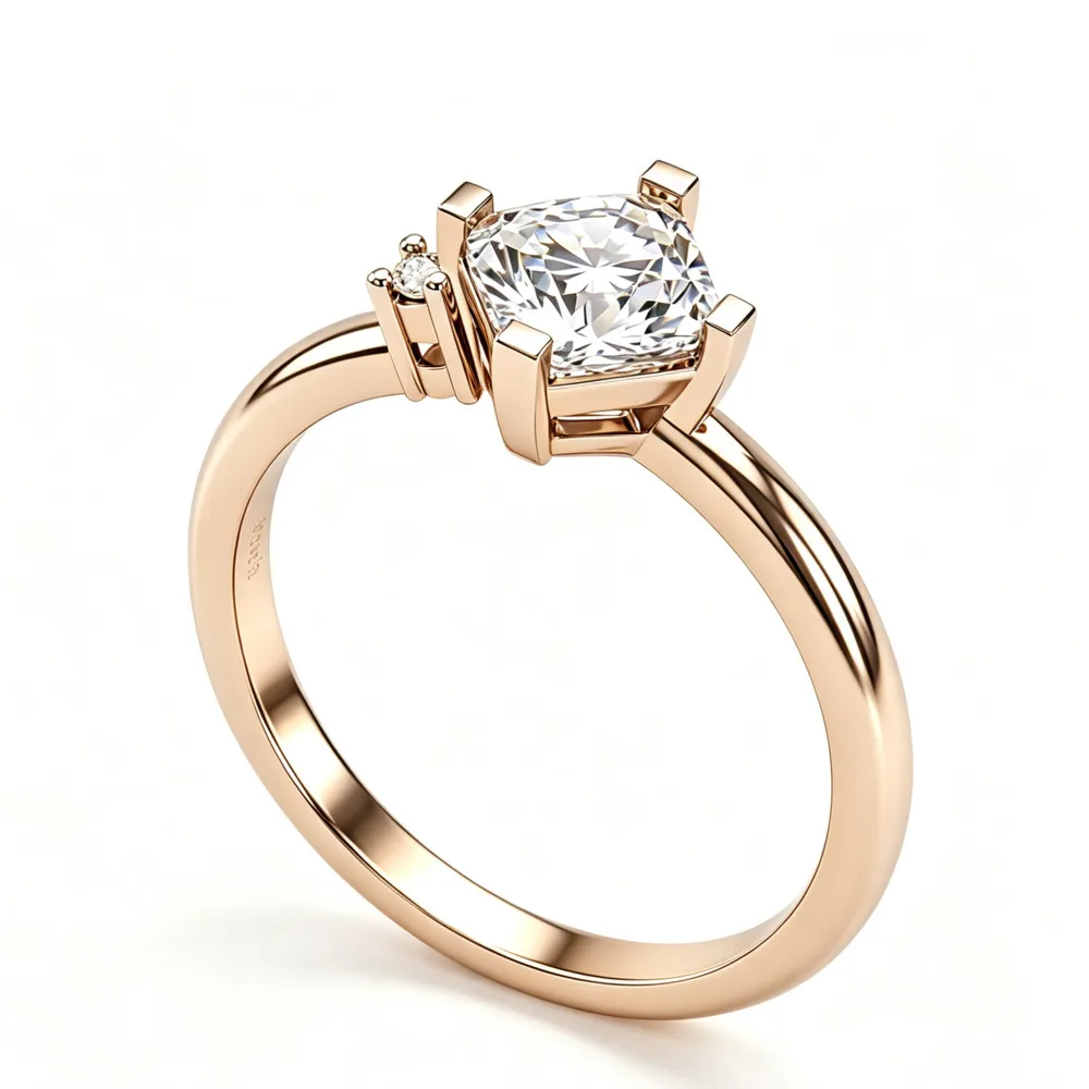 S925 Sterling Silver Cushion Cut 5A Cubic Zirconia Solitaire Ring Side Accent Stone Minimalist Engagement Fine Jewelry For Women