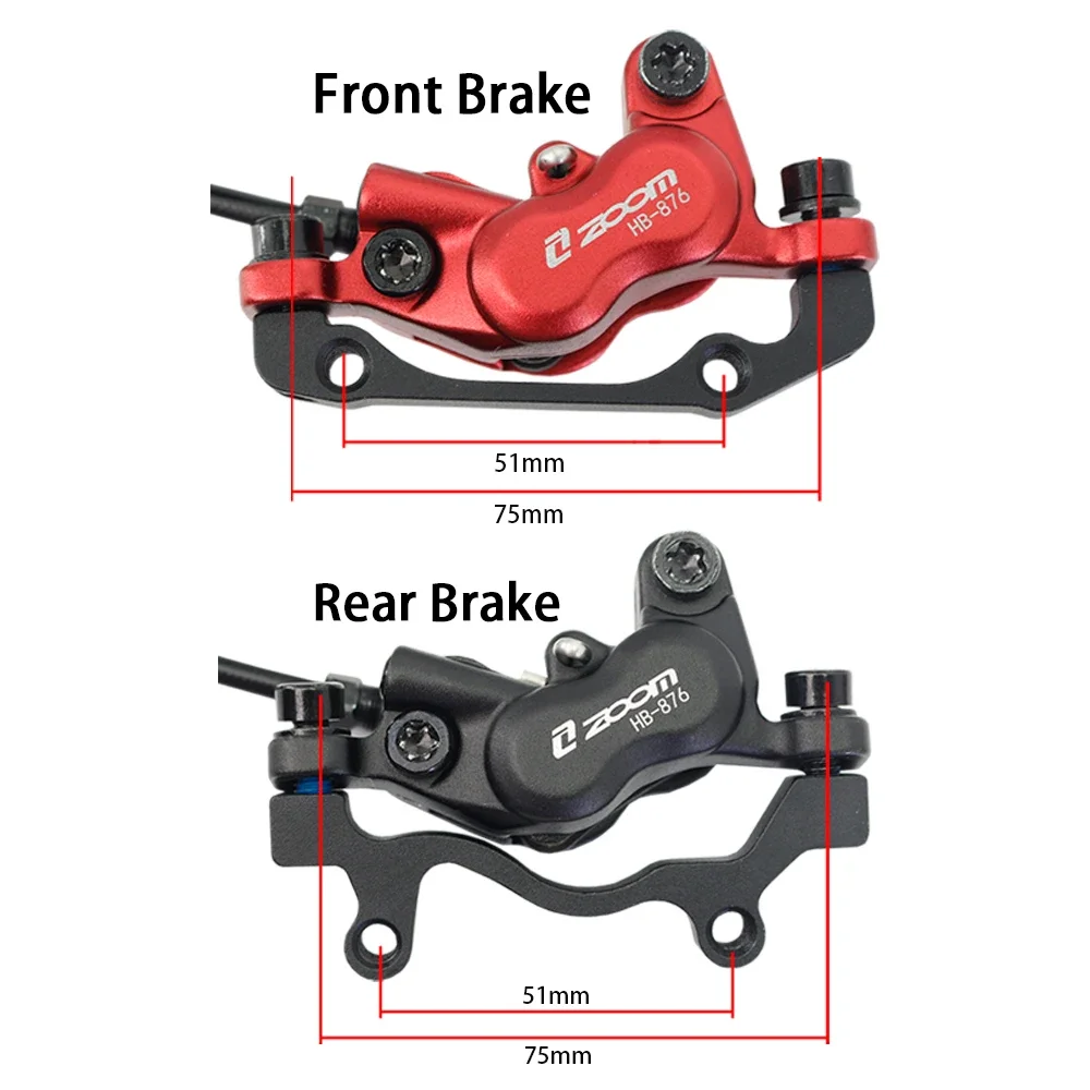 ZOOM HB-876 4 Pistons Bicycle Hydraulic Brake Mountain Bike Disc Brake Front 800mm/rear 1400mm  Mtb Brakes Hydraulic Set