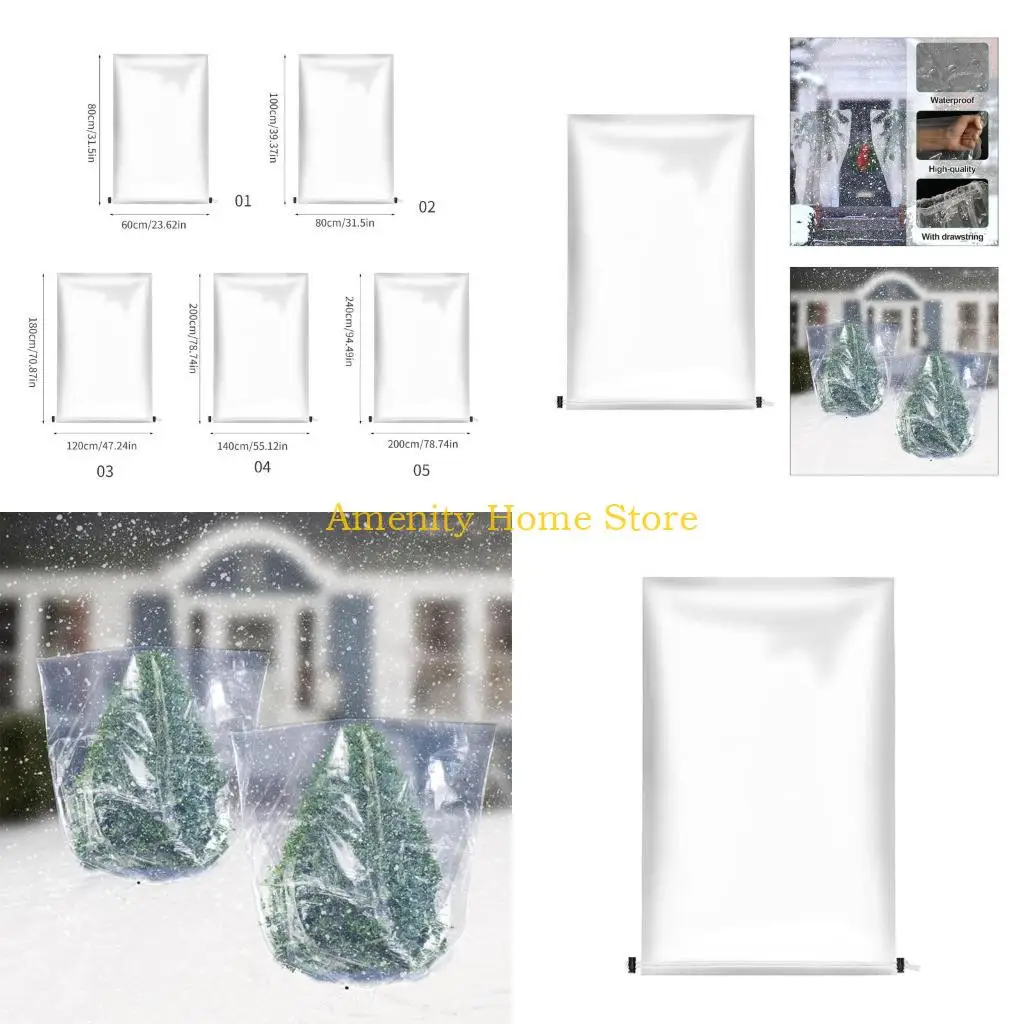 

F26C Transparent Plant Tree Covers Protecting Bag Freeze Protections PE Film Winter Warm Blanket For Yard Garden Against Cold