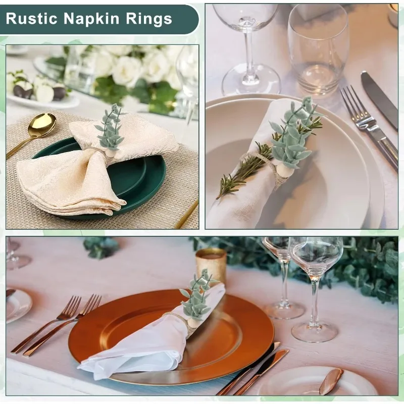 Holiday Table Decor Eucalyptus Leaf Napkin Rings for Thanksgiving Banquets Restaurants and Elegant Table Arrangements