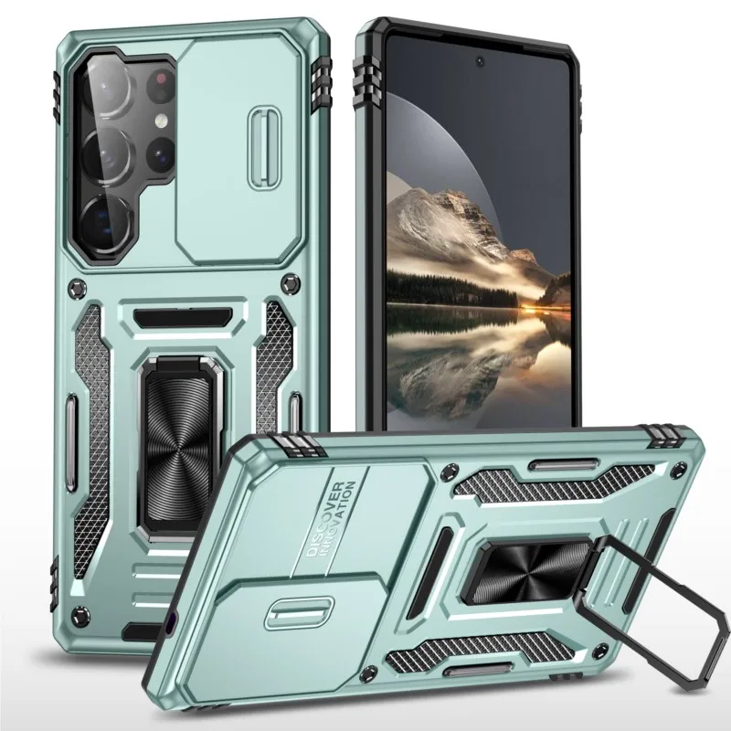 Heavy Duty Case for Samsung S26 S25 S24 S23 S22 Ultra FE A57 A37 A27 A17 A07 A56 A36 A26 A16 A06, 360° Kickstand Camera Cover