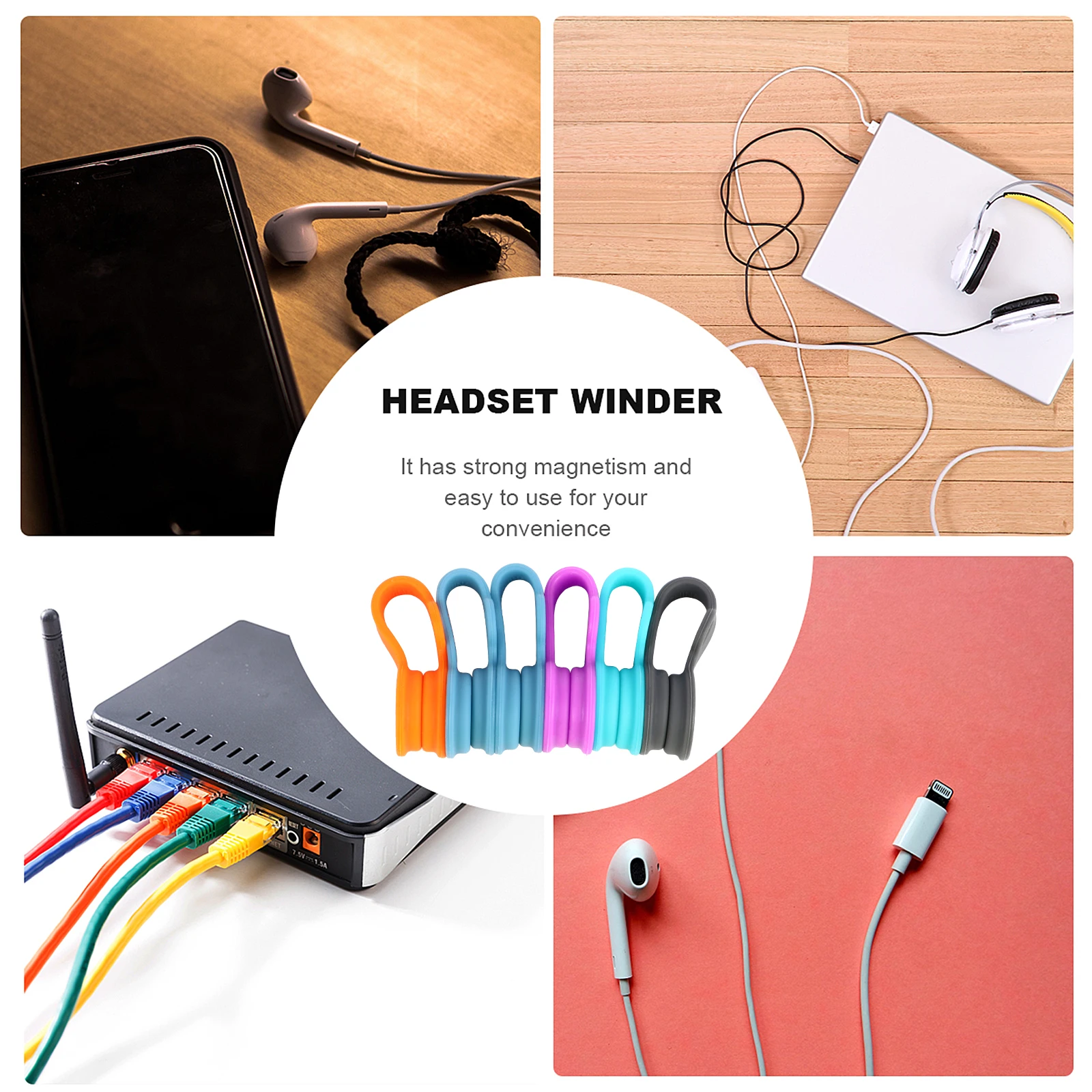 

6pcs Cartoon Style Earphone Winder Silicone Magnetic Cable Holder For Headphone Usb Wire Organizer Durable Eco-Friendly