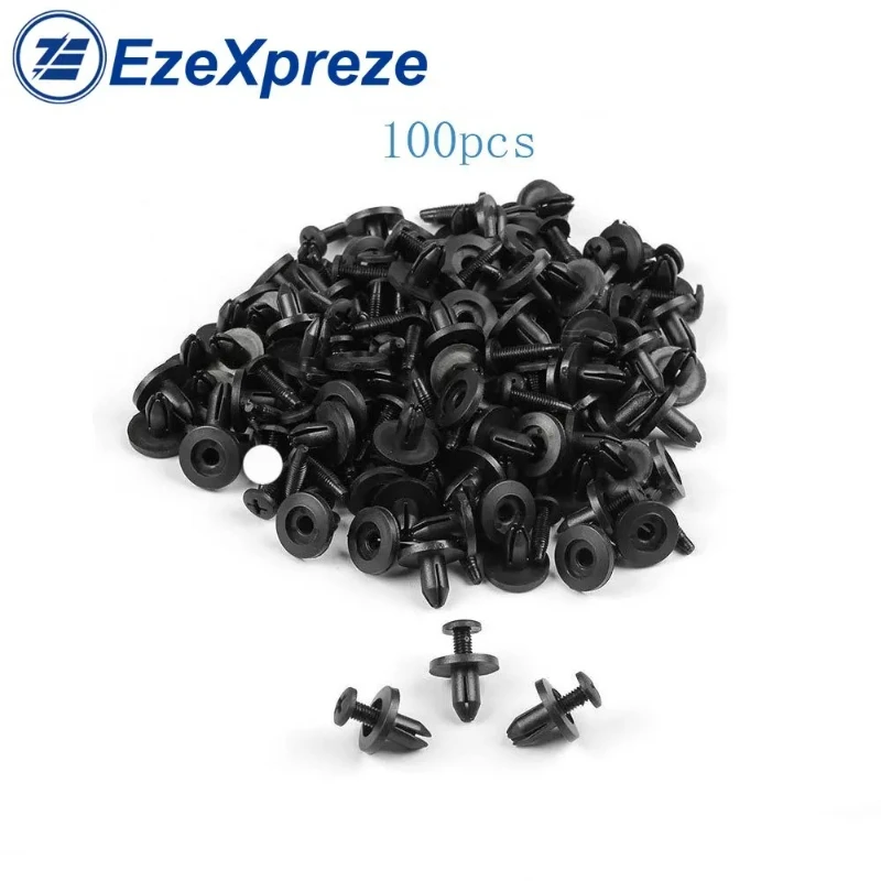 

100PCS Vehicle Auto Car Door Fender 10.2mm Hole Push Plastic Rivets Retainer Clips Black Mixed Bumper Universal Fit