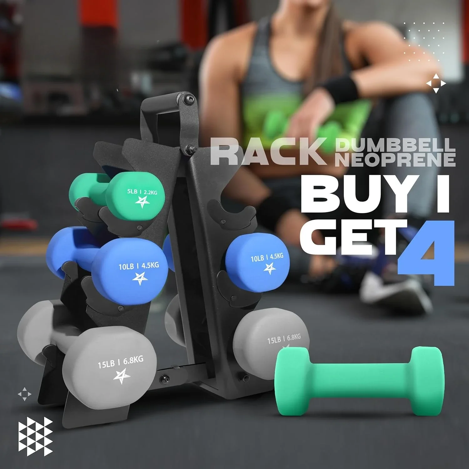 

Neoprene Coated Dumbbell Hand Weight Sets - Multiple Weight Options with Rack, Anti-roll, Anti-Slip, Hexagon Shape