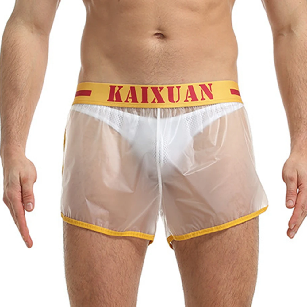 1 قطعة الرجال مثير شفافة PVC السراويل مرونة الخصر صالات رياضية اللياقة البدنية الشاطئ جذوع الملاكم الملابس الداخلية رجل (لا ملخصات) #3
