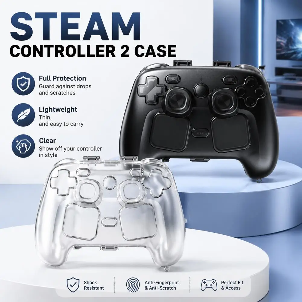 Transparente schwarze Schutzhülle gegen Stürze für Steam Controller 2_voghion.com