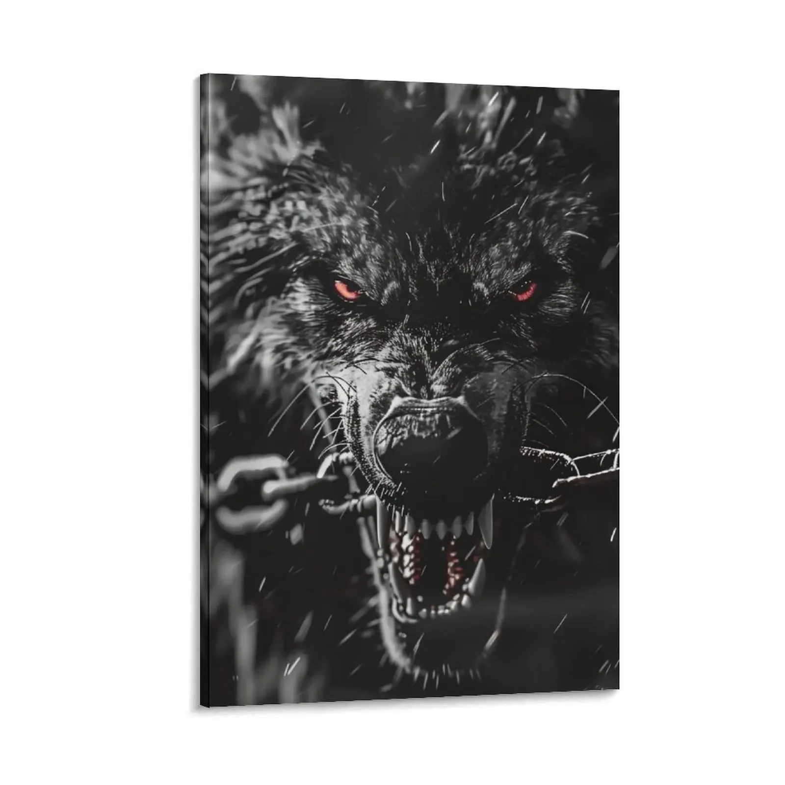 

Eyes of Malice: The Chained Onyx Wolf Canvas Painting wall decoration paintings Wall decoration poster decorative items for home