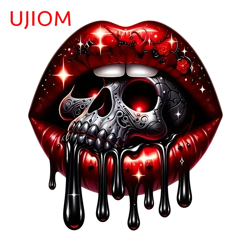 UJIOM Fiery Red-lipped Skull Head Wall Sticker Living Room Sofa Wall Interesting Vinyl Decal Waterproof Wallpaper Home Decor