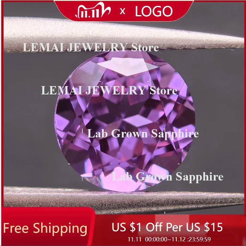 

Lab Grown Sapphire Loose Stone Purple Blue Color Round Shape VVS1 Charms Beads for DIY Jewelry Making Selectable AGL Certificate