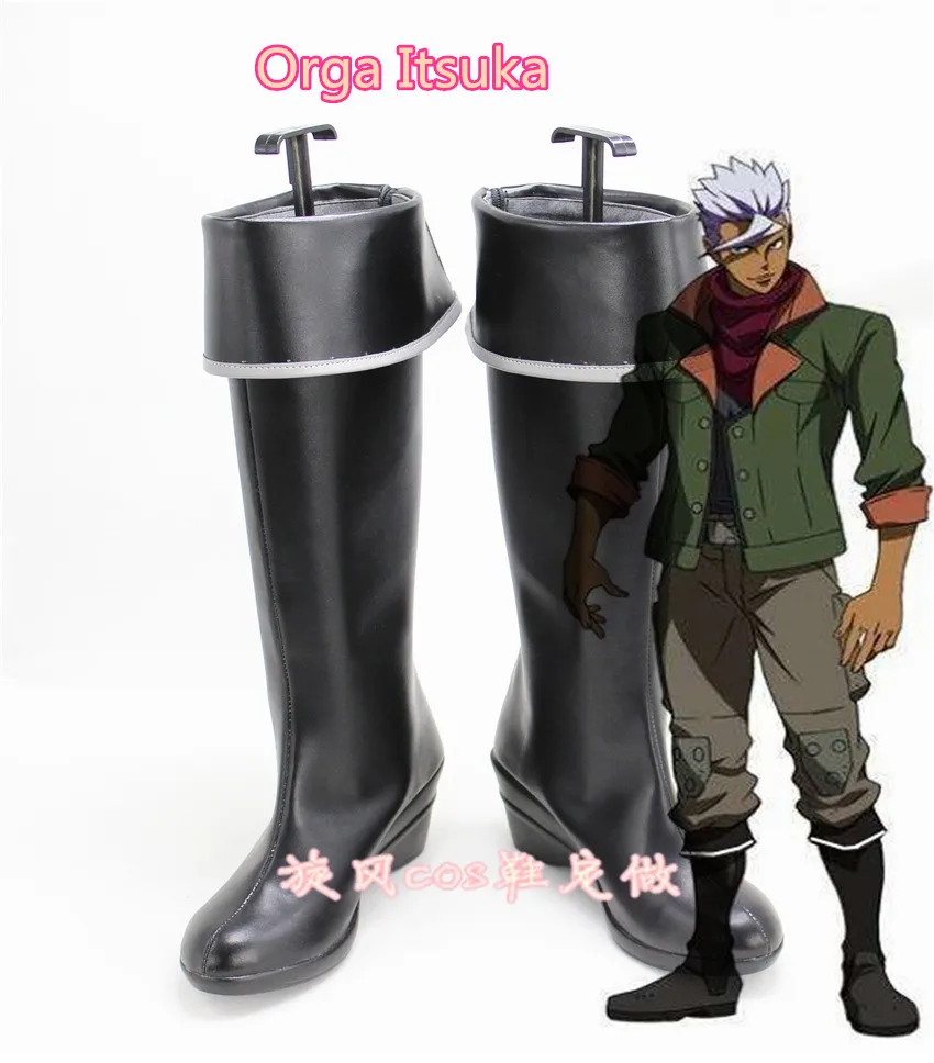 Mobile Suit Gun dam Iron-Blooded Orphans Orga Itsuka Cosplay Costume Shoes Anime Handmade Faux Leather Boots