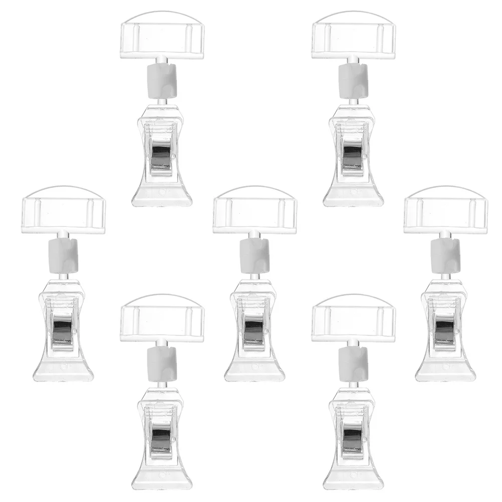7Pcs Label Holder Display Stand 360 Degree Rotatable Acrylic Price Tag Clip for Desk Shelf Market Sign Advertising Rack