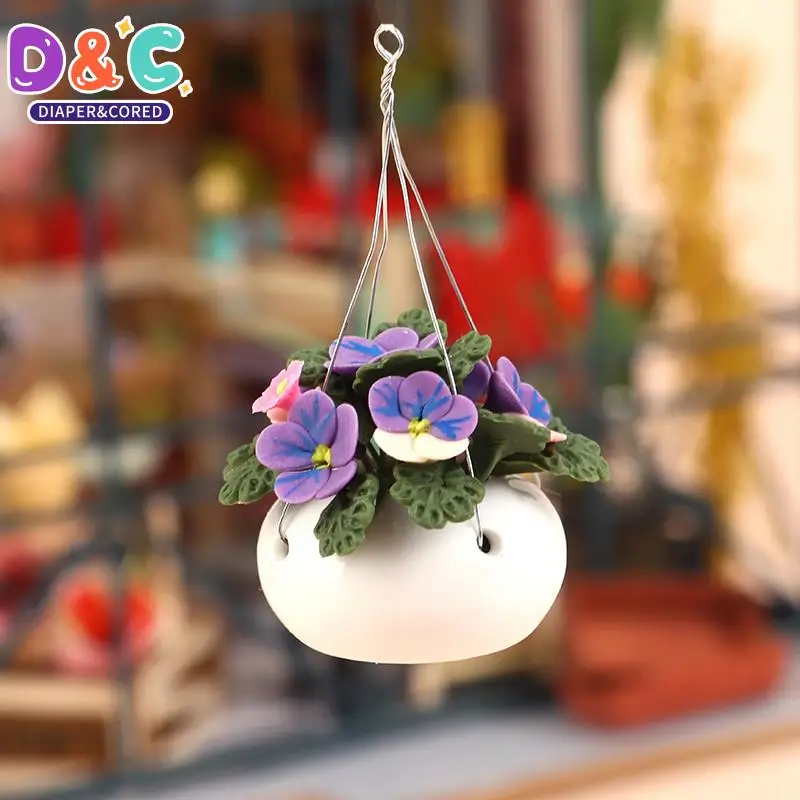 

1:12 Dollhouse Miniature Potted Plants Phalaenopsis Flowerpot Hanging Tank Bonsai Model Garden Home Decor Toy Accessories