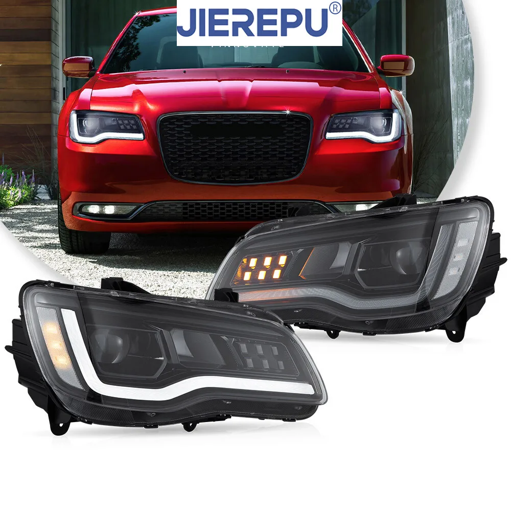 

1 пара светодиодных фар с указателем поворота в черном стиле для Chrysler 300 W/анимации запуска 2011-2015 гг.
