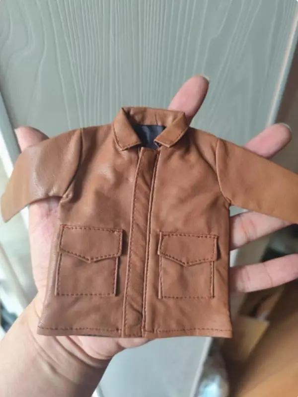 Modelo de jaqueta de couro PU marrom soldado masculino 1/6 para figuras de ação de 12''