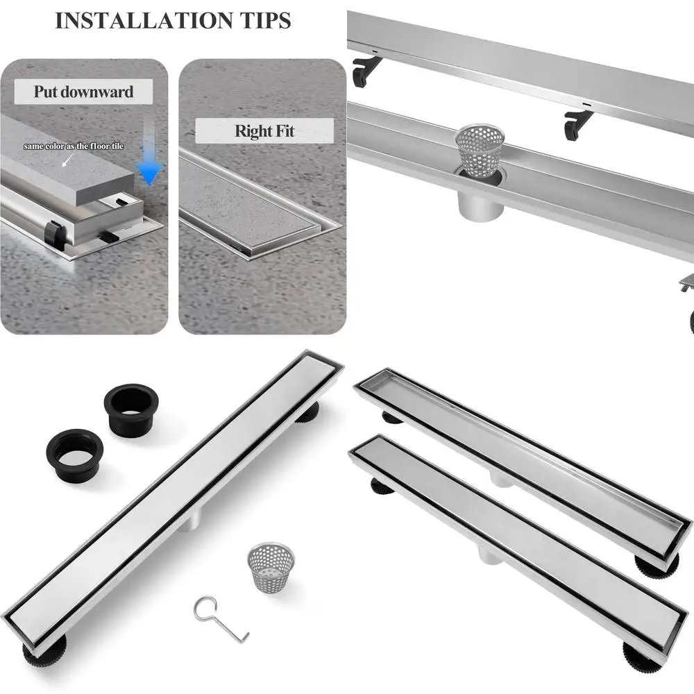 

Линейный слив для душа из матовой нержавеющей стали 18, съемная плитковая вставка 2-в-1 и сертификация CUPC