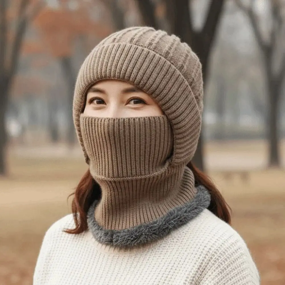 

Casual Warmer Hooded Neck Cap Windproof Anti-cold Winter Pullover Cap Elastic Ear Protection Fleece Balaclava Hat Hiking