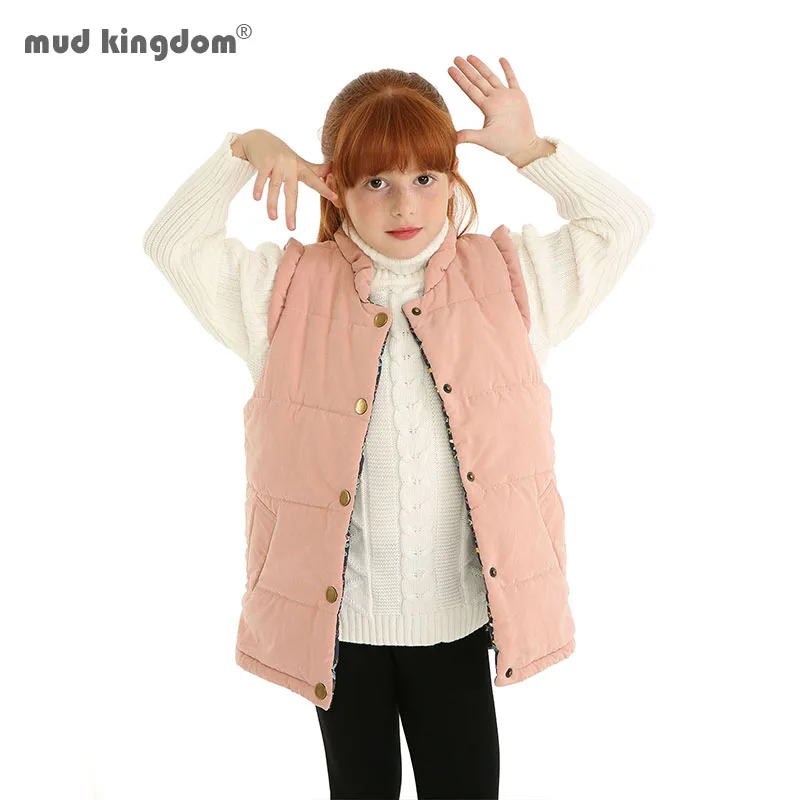 Mudkingdom Lightweight Girls Vest Jacket Snap Button Down Girls Sleeveless Outerwear Winter Waistcoat Girls Gilet Puffy Coats