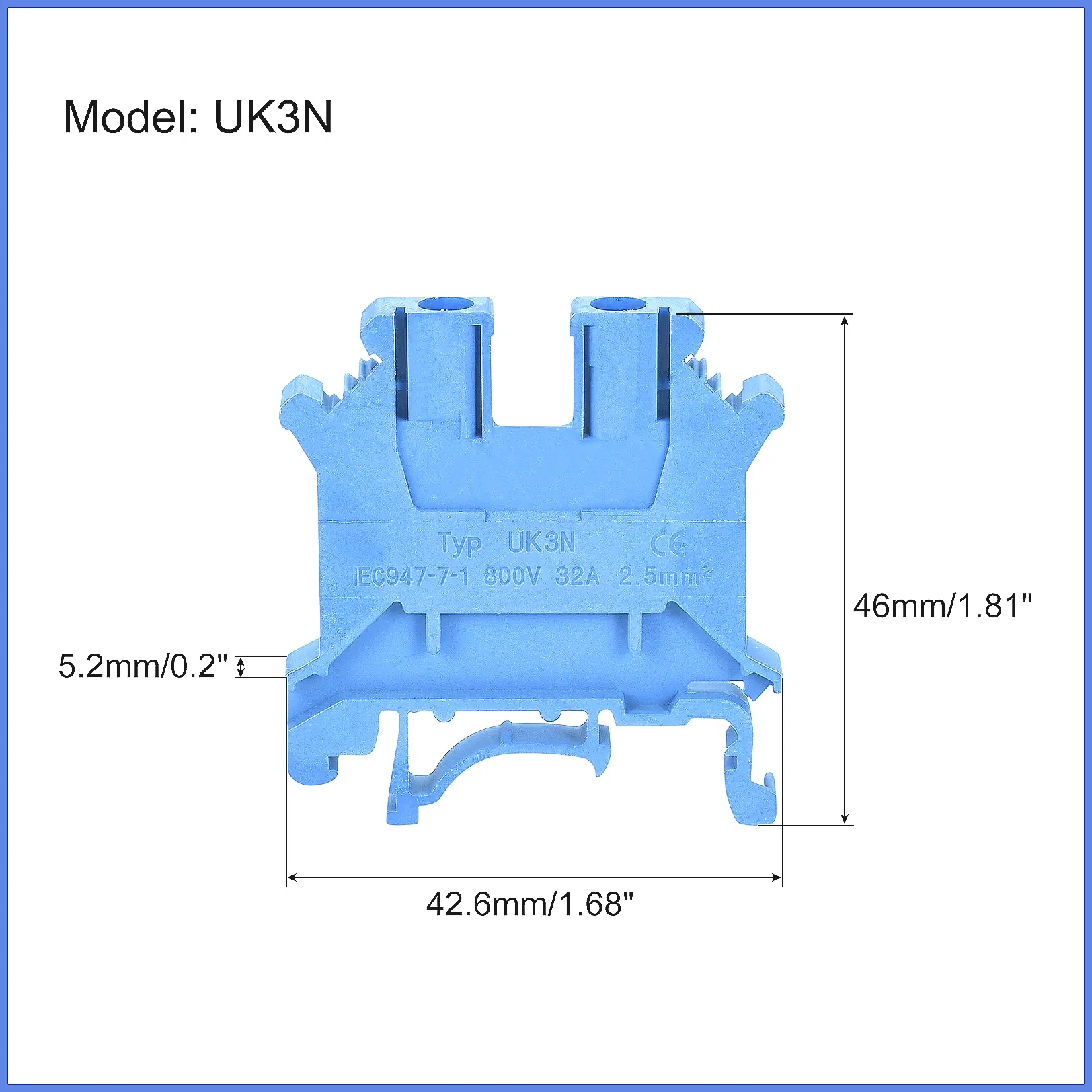DIN Rail Terminal Blocks 20/40Pcs Screw Type Clamp UK3N Connector for Home Appliances Electronic Circuits Wiring