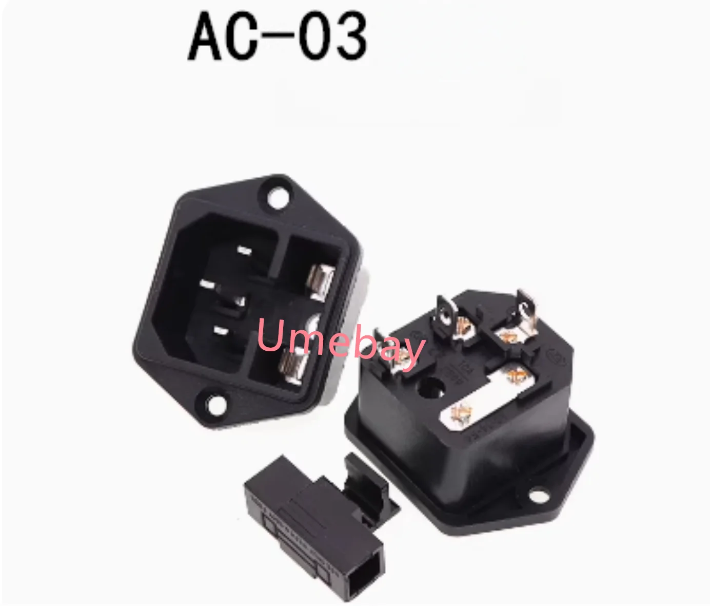 10 pieces , AC-03 15A/250V AC power socket 2-in-1 with fuse position socket AC03 with ear fixing
