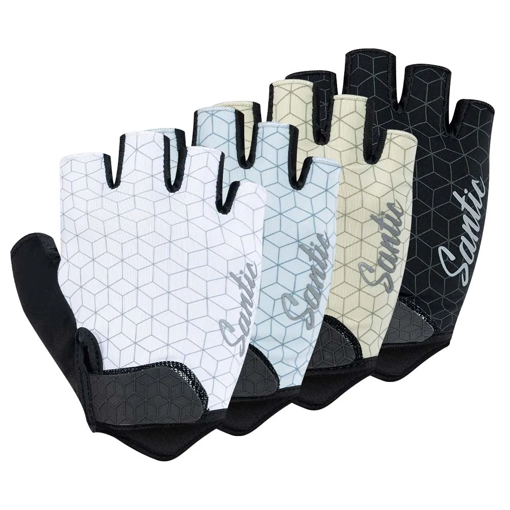 

Santic Summer Cycling Gloves Breathable Wear-resistant Reflective Shock-absorbing Short Fingers TZ25P218