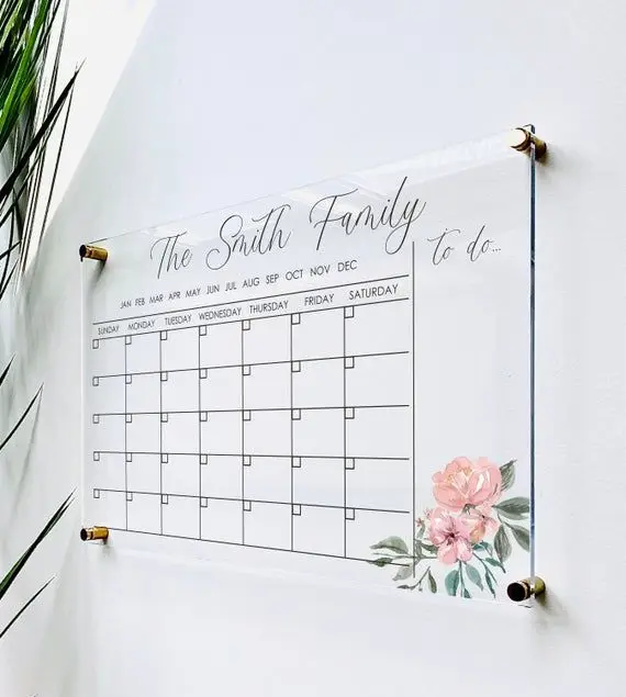 Factory Custom Printing Acrylic Calendar Planner Reusable Frameless Clear Acrylic Calendar For Wall