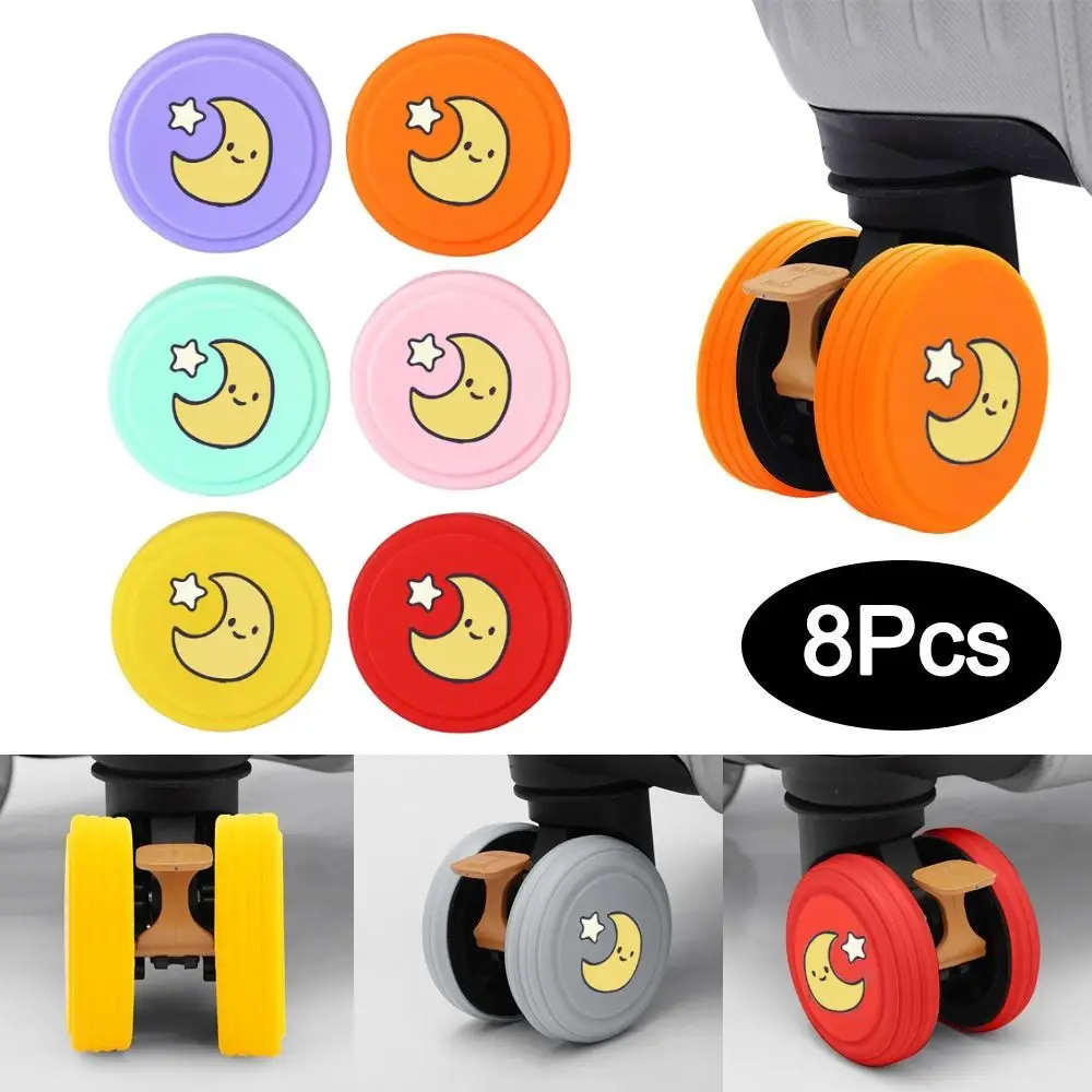 8Pcs Silicone Luggage Wheels Protector Cover Reduce Noise Anti-slip Suitcases Wheel Protection Rings Shock Absorption