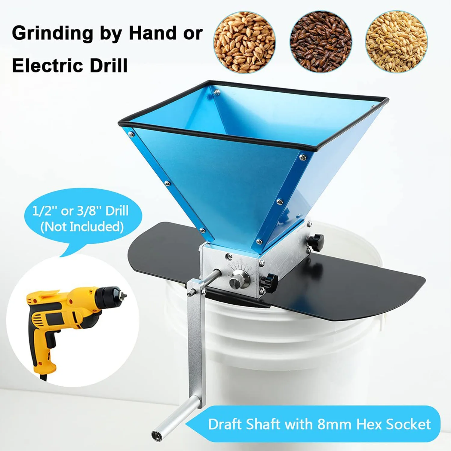 Food grade stainless steel 2-axis roller press, malt grinder, special for brewing barley, wear-resistant and durable