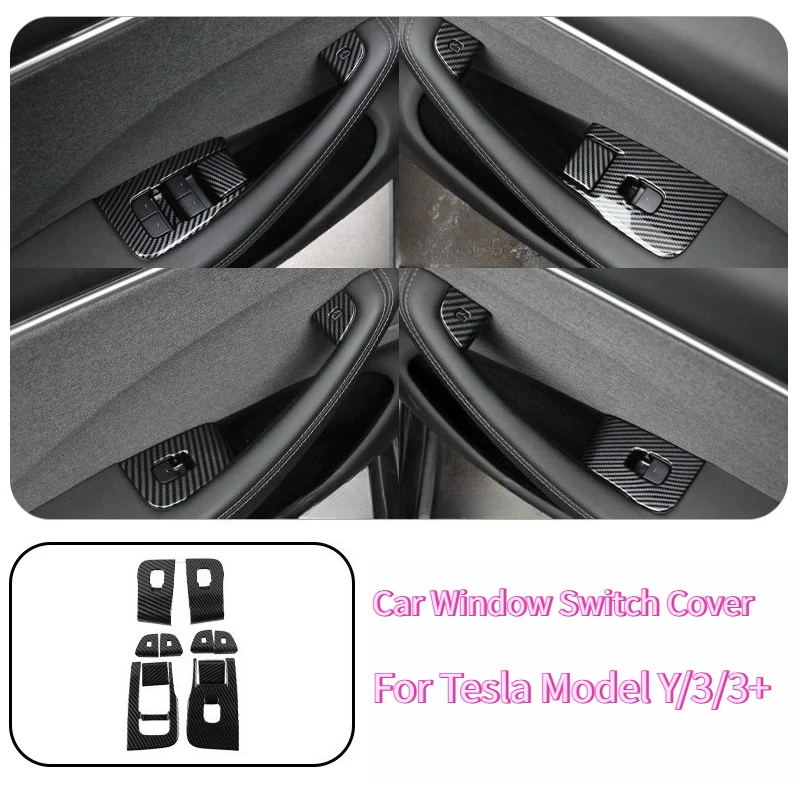 

Car Window Switch Cover for Tesla Model Y/3/3+ Highland 2017-2025 Door Handle Button Panel Sticker ABS Armrest Car Accessories