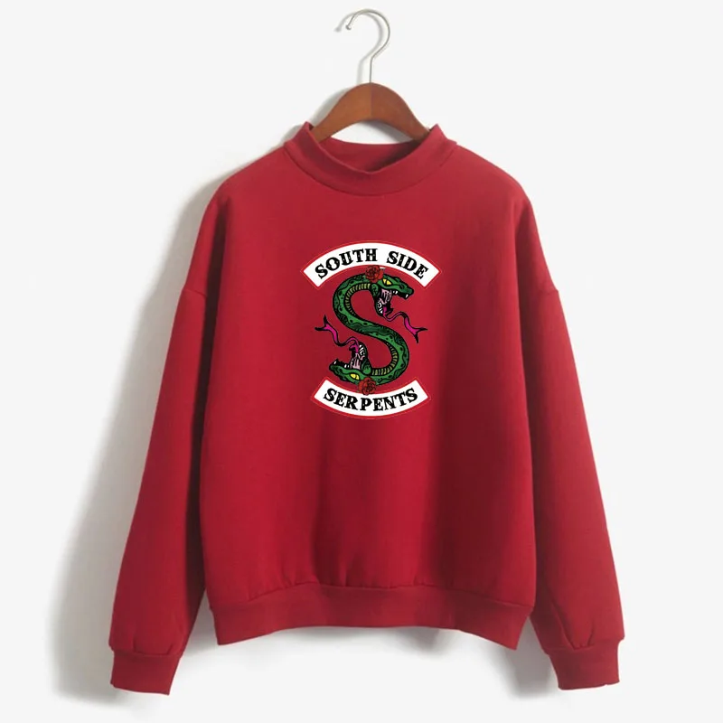 South Side Serpents Print Women Sweatshirt Sweet Korean O-neck Knitted Pullover Thick Autumn Candy Color Lady Riverdale Clothing