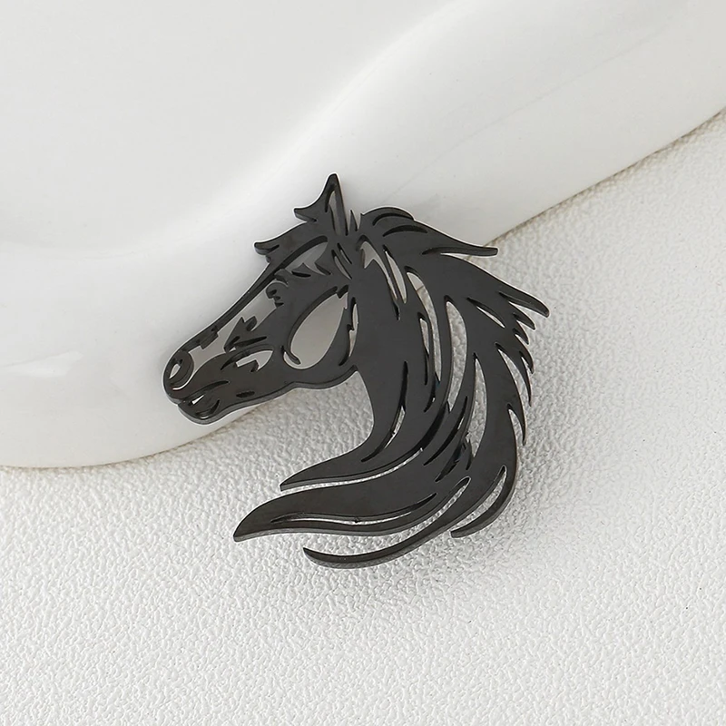 خمر الفولاذ المقاوم للصدأ المعادن الحصان بروش الحيوان دبابيس للرجال دعوى الملابس دبوس الأزياء والمجوهرات الإكسسوار