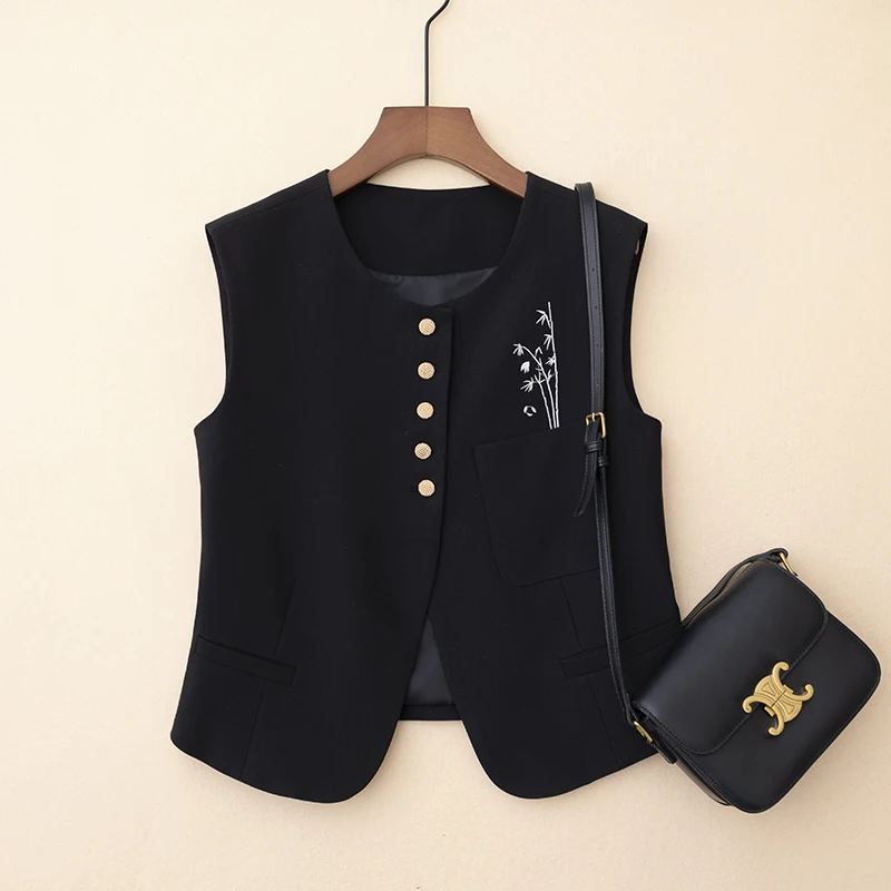 Abito ort versatile ricamato Jaet da donna 2025 Primavera New Small Fraance Sle Personali oulder Top Gilet capispalla