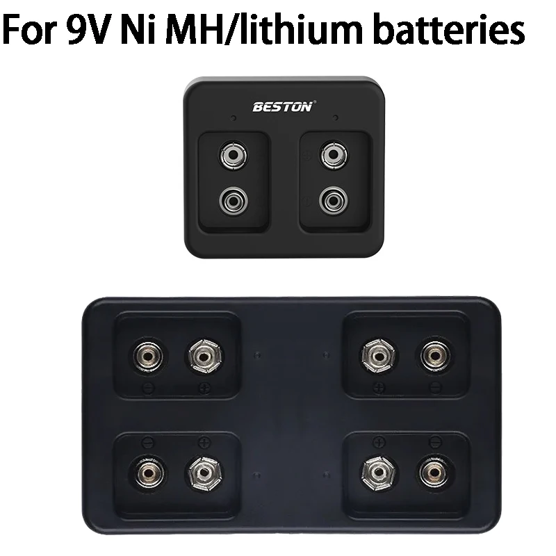 2/4-Slot Smart Fast Battery Charger Smart Fast Battery Charger with LED Indicators USB Cable for 9V Ni MH/lithium Batteries