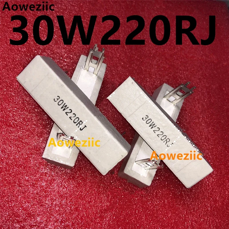 10Pcs 30W220RJ 30W 200 ohm +/- 5% Horizontal Cement Resistor 30W 220RJ Cement Resistance 30W220R 220OHM Ceramic Resistor Plug-In