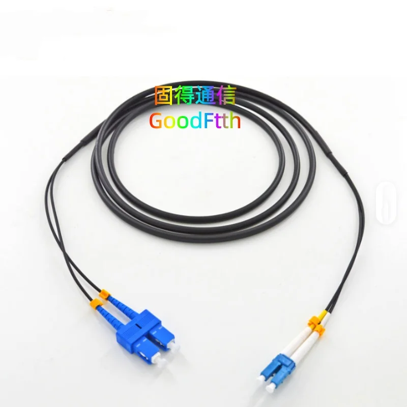 2 Core Armored Tactical Fiber Patch Cord Lead SC-LC LC-SC UPC SM 2Core Duplex TPU Cable GoodFtth