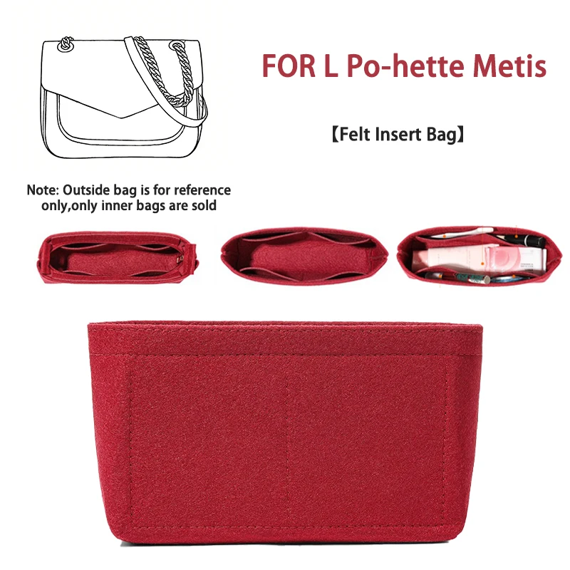 EverToner Durable Storage Bags Insert Portable For L Po-hette Metis Organizer Felt Multi-Pocket Travel Bags Felt Organizer Bag