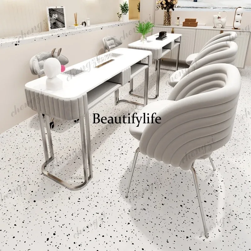 

P182 Modern Trendy Nail Desk Elegant Classic Beauty Design Nail Desk Italian Luxury Table Onglerie Professionnel Salon Furniture
