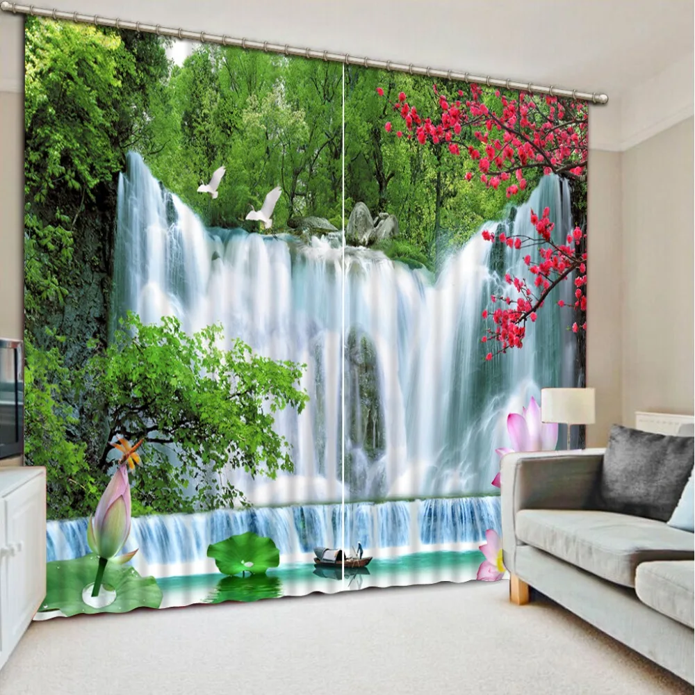 

waterfall curtains landscape curtain 3D Curtain Luxury Blackout Window Curtain Living Room