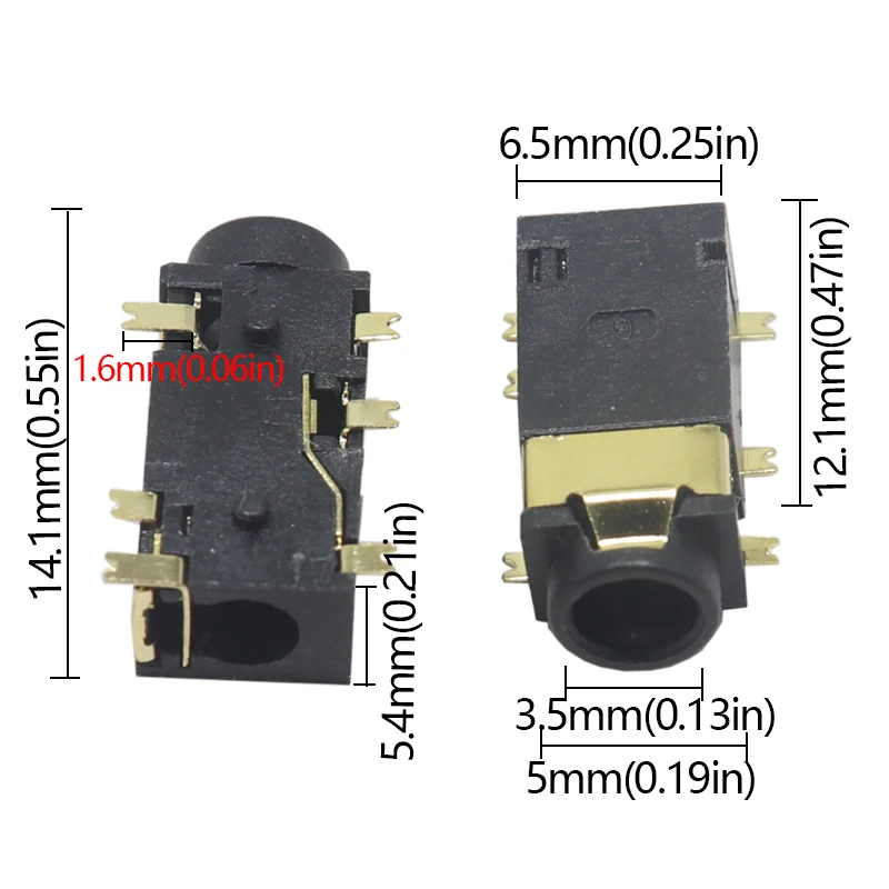 【10PCS】3.5 MM Headphone Socket Audio Socket PJ-342 Surface Mounted 6 Feet Double Track Gold Plated PJ342