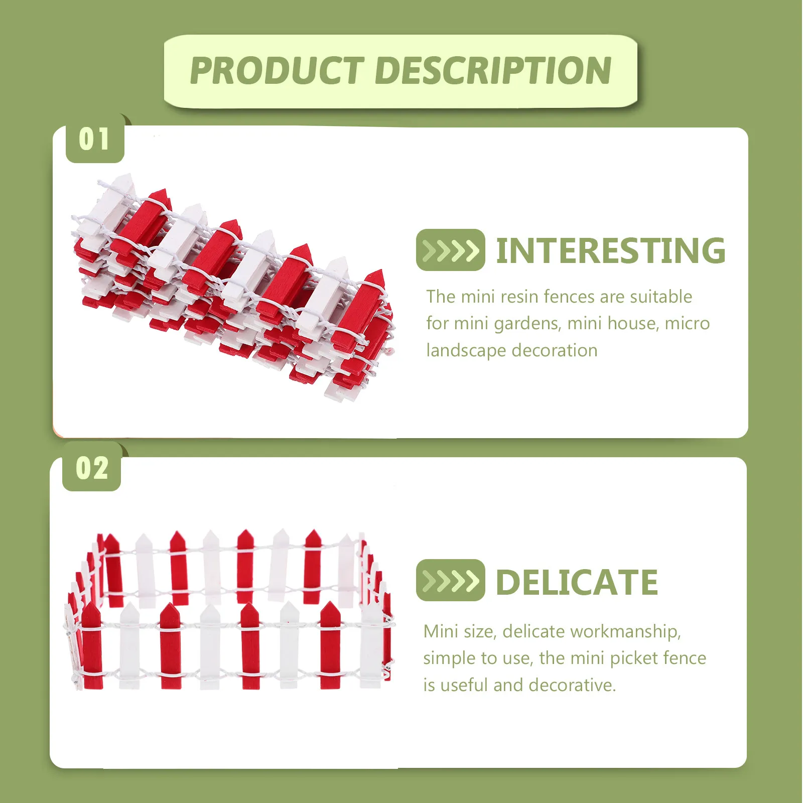 10個入りミニフェンス アソートカラー 木製ピケット ヴィンテージ マイクロランドスケープ ガーデンデコレーション ミニチュア木製フェンス DIYハウス用