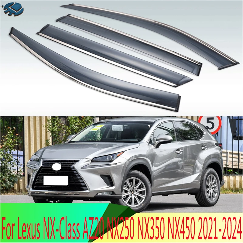 

For Lexus NX-Class AZ20 NX250 NX350 NX450 2021-2024 Plastic Exterior Visor Vent Shades Window Sun Rain Guard Deflector 4pcs