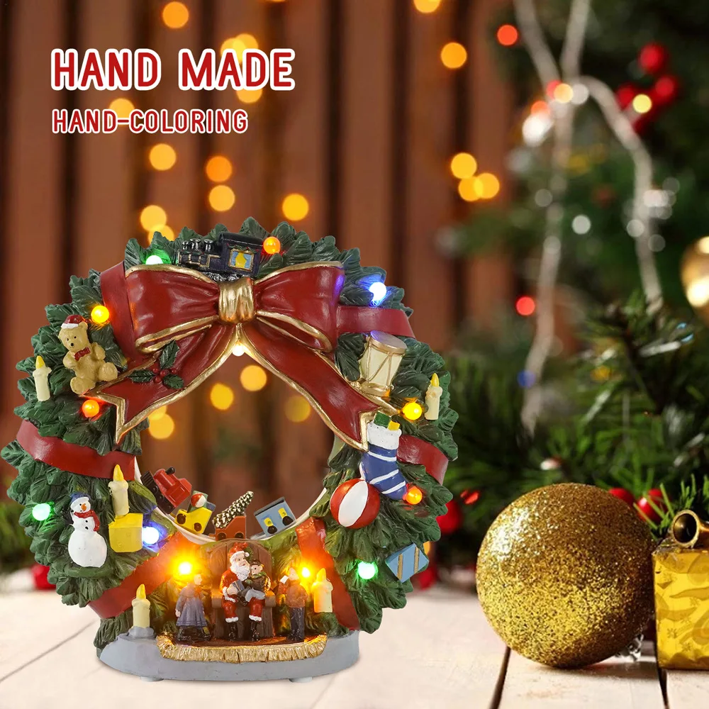 Cross-border lanterns, Christmas wreaths, music boxes, train rotating handicrafts ornaments