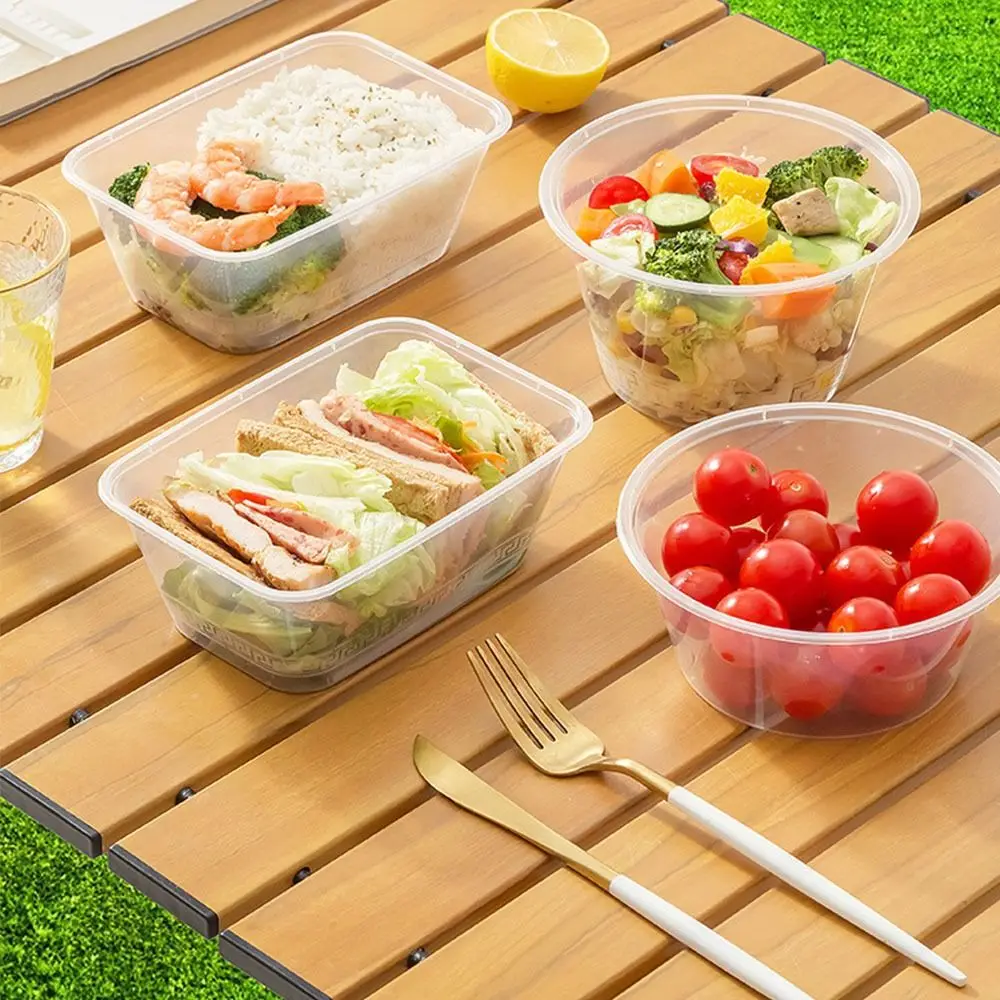 New Food Grade Soup Bowl Disposable Lunch Boxs Thick Transparent Rectangular Lunch Box Kitchen Accessories with Lid Plastic Bowl