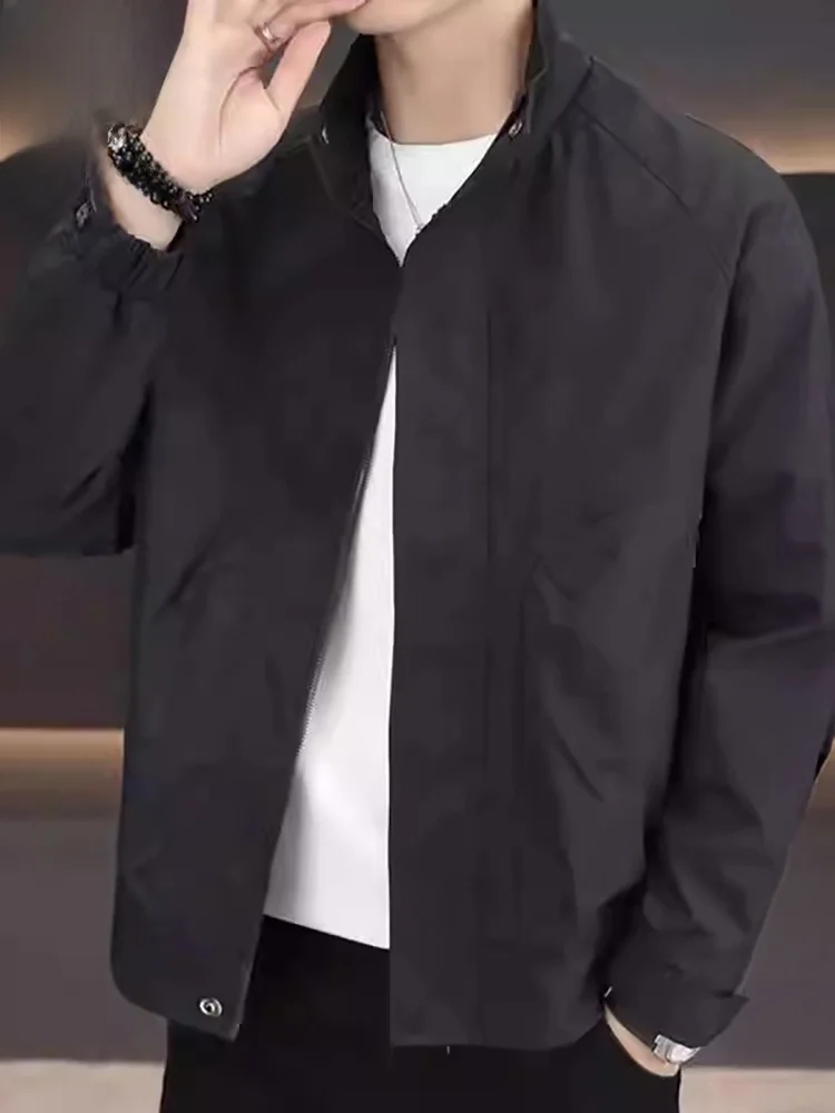 

Men's Stand Collar Jaet Casual Trendy All-Match Winter Outerwear Zipper Decorated Loose Fit Polyester Fiber