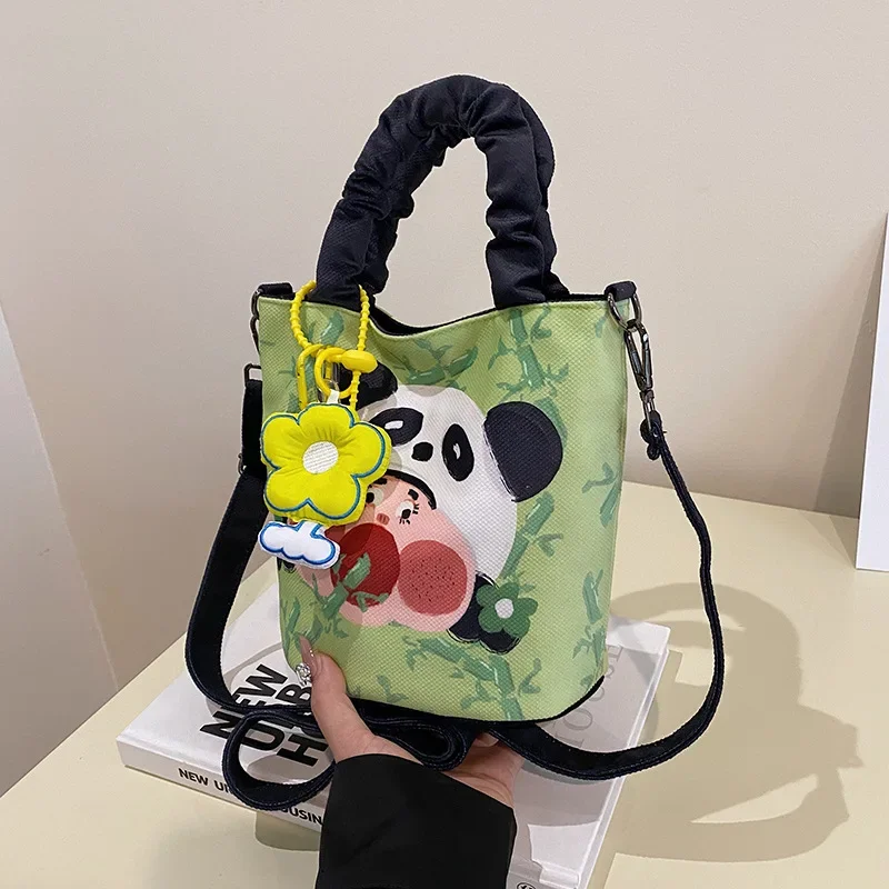 

Niche illustration design graffiti handbag female 2024 new small fresh personality funny bucket bag shoulder cross-body bag