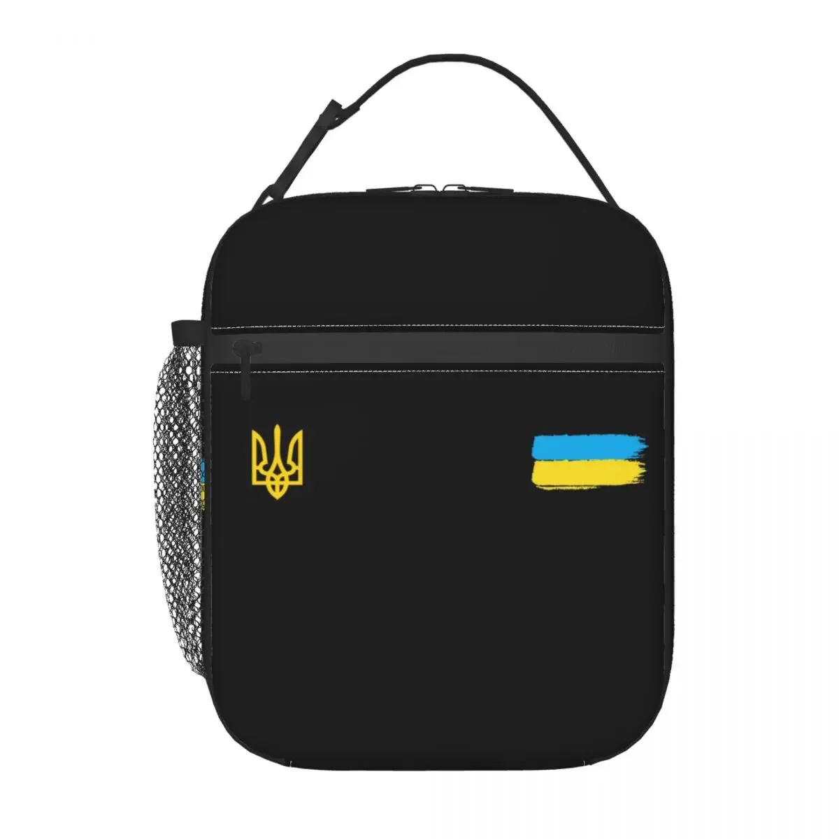 Ukrainian Flag Stripe Thermal Insulated Lunch Bags Coat Of Arms Of Ukraine Tryzub Portable Lunch Tote for Kids Storage Food Box