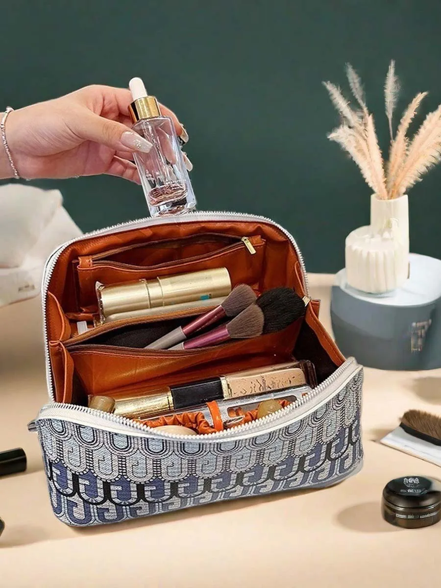 New makeup bag female portable leather large capacity portable travel cosmetics zone storage bag toiletry bag logo customization