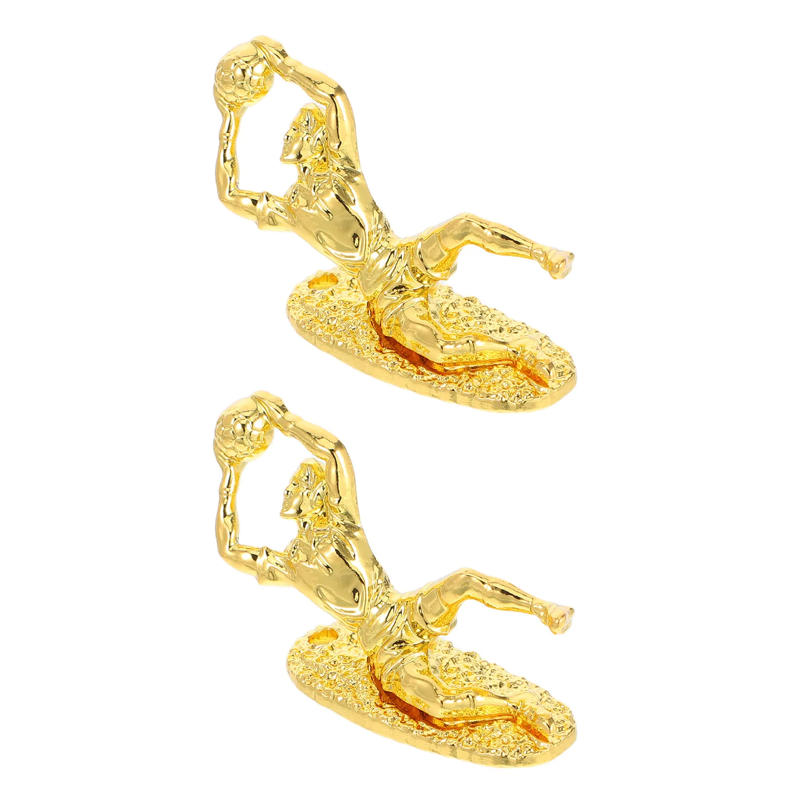 

2Pcs Gold Plated Mini Soccer Trophy Realistic Goalkeeper Design Award Cup for Football Tournaments Decor Gifts Sports
