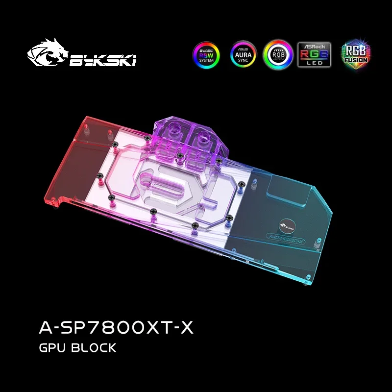 바이스키 A-SP7800XT-X GPU 수랭 블럭 (사파이어 라데온 RX 7800 XT 니트로 / 퓨어 / 펄스 RX 7700 XT 비디오 카드 / 구리 라디에이터용)
