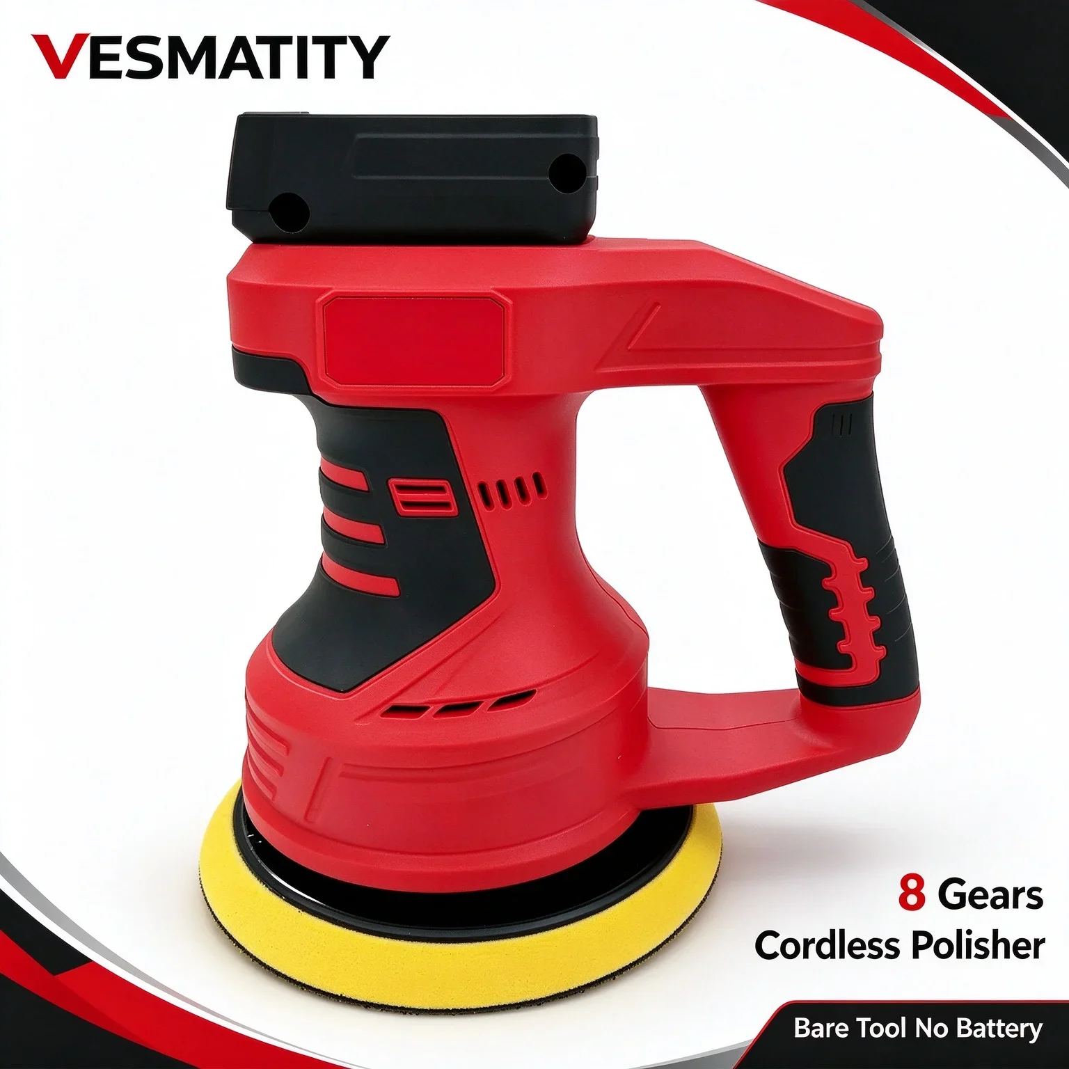 8 Gears Brushless Cordless Random Orbital Car Polisher, Electric Polishing Machine Waxing Sanding Sealing Power Tools