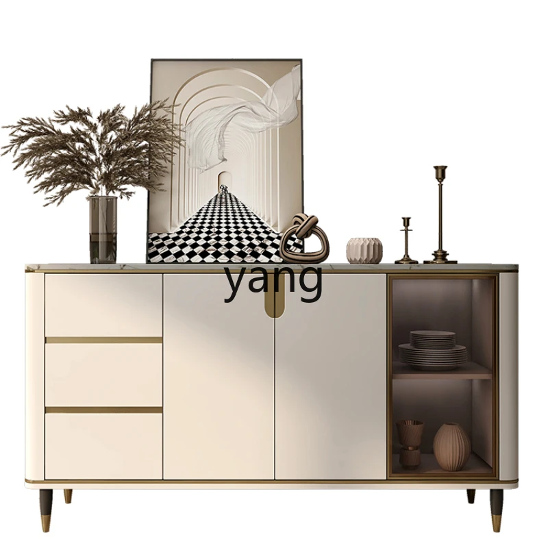 

yjq Light Luxury Sideboard Modern Simple Stainless Steel Storage Living Room Wall Tea Cabinet